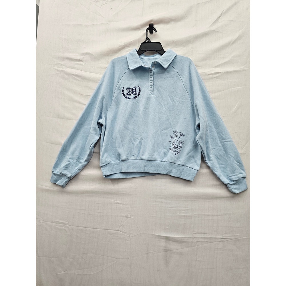 Limited Too Girls Flower Market Pullover Sweatshirt Blue Cotton Size Medium - Picture 1 of 5